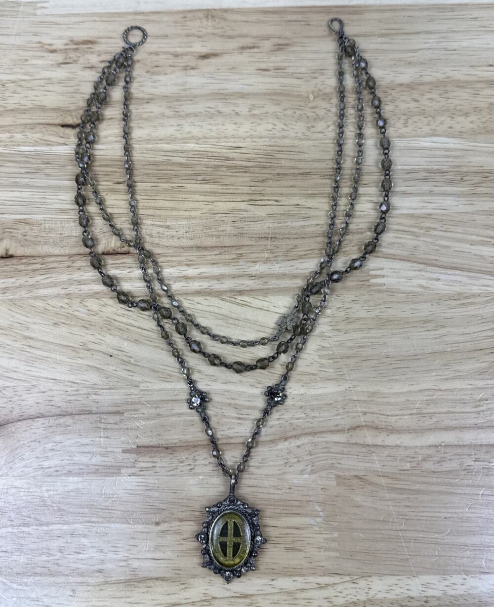 Virgins Saints & Angels VSA Medallion Pendant Multi Strand Lapis Necklace Rosary